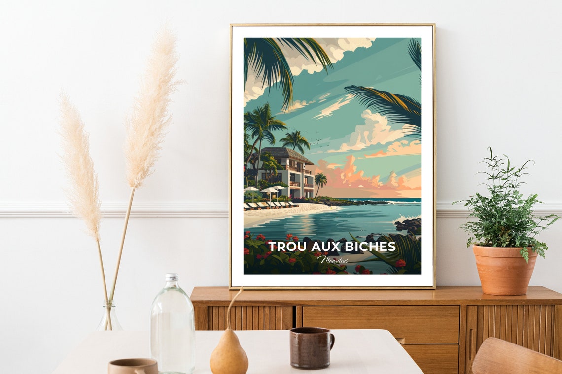 Trou Aux Biches Mauritius Tropical Beach Resort At Sunset Poster - Image 2
