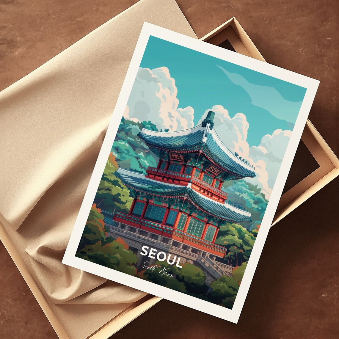 Seoul Changdeokgung Palace Pavilion Forest Travel Scene Poster - Image 3