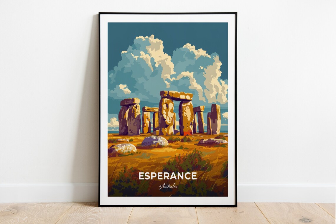 Esperance Australia Stonehenge Replica Ancient Stones Travel Poster