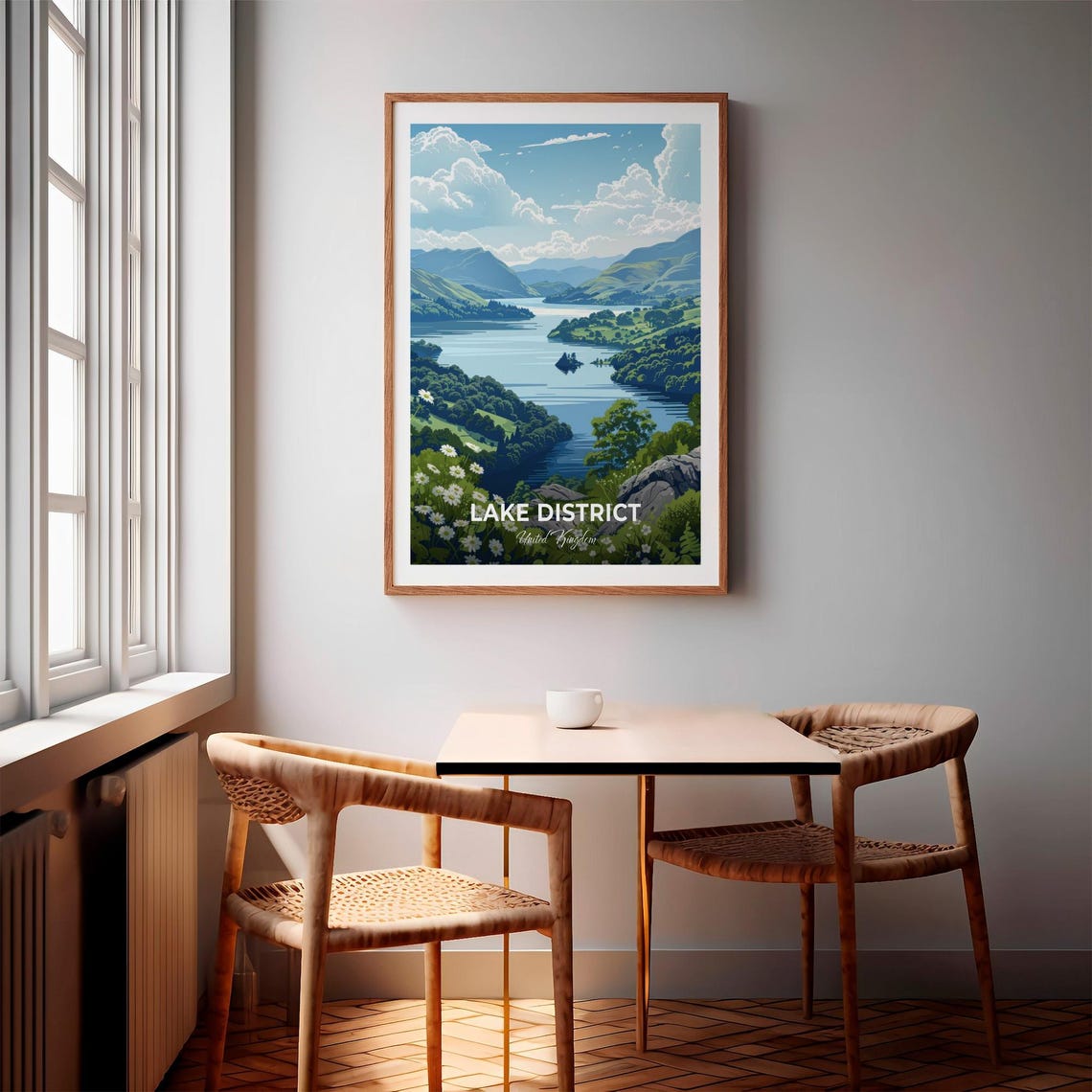 Lake District England Serene Mountain Lake Wildflower Poster - Image 3