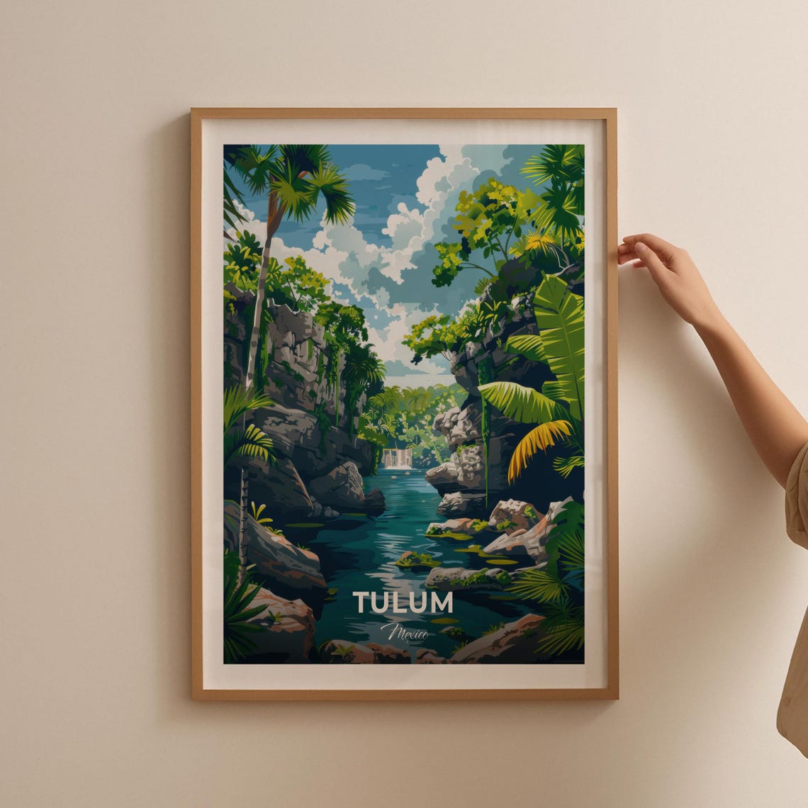 Tulum Mexico Cenote Dos Ojos Jungle River Vintage Travel Poster - Image 2
