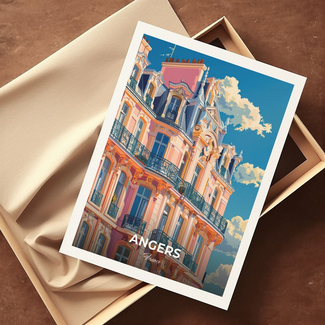 Angers Historic Corner Building Facade France Architecture Travel Poster - Image 3