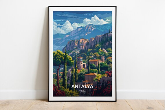 Antalya Ancient Ruins Nestled In Green Mountains Turkey Travel Poster