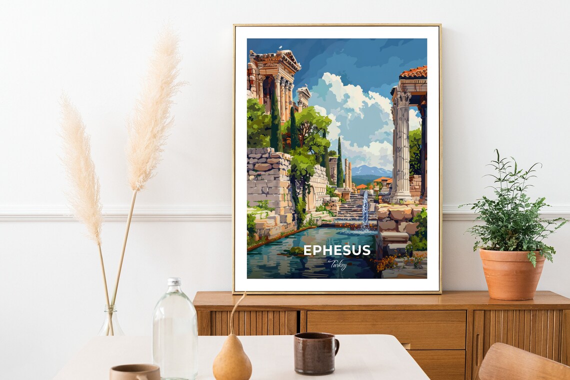 Ephesus Turkey Fountain Of Trajan Ruins Courtyard Travel Poster - Image 2