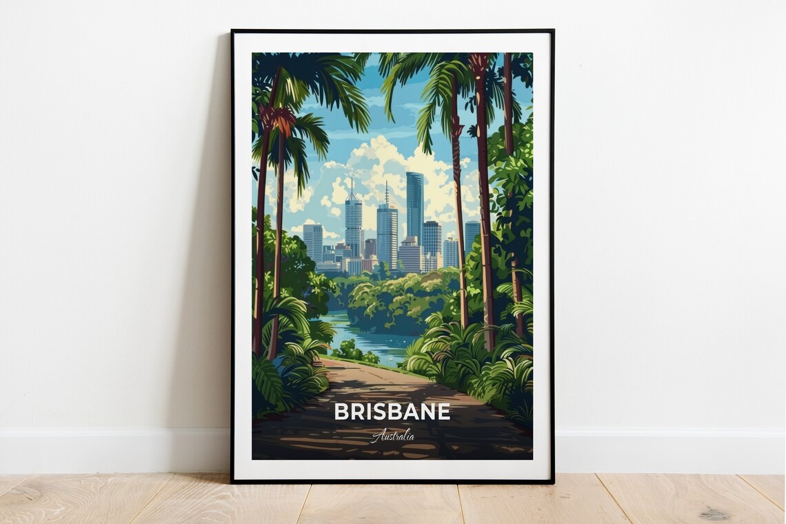 Brisbane Australia Mt Coot-tha Botanic Gardens River City Travel Poster