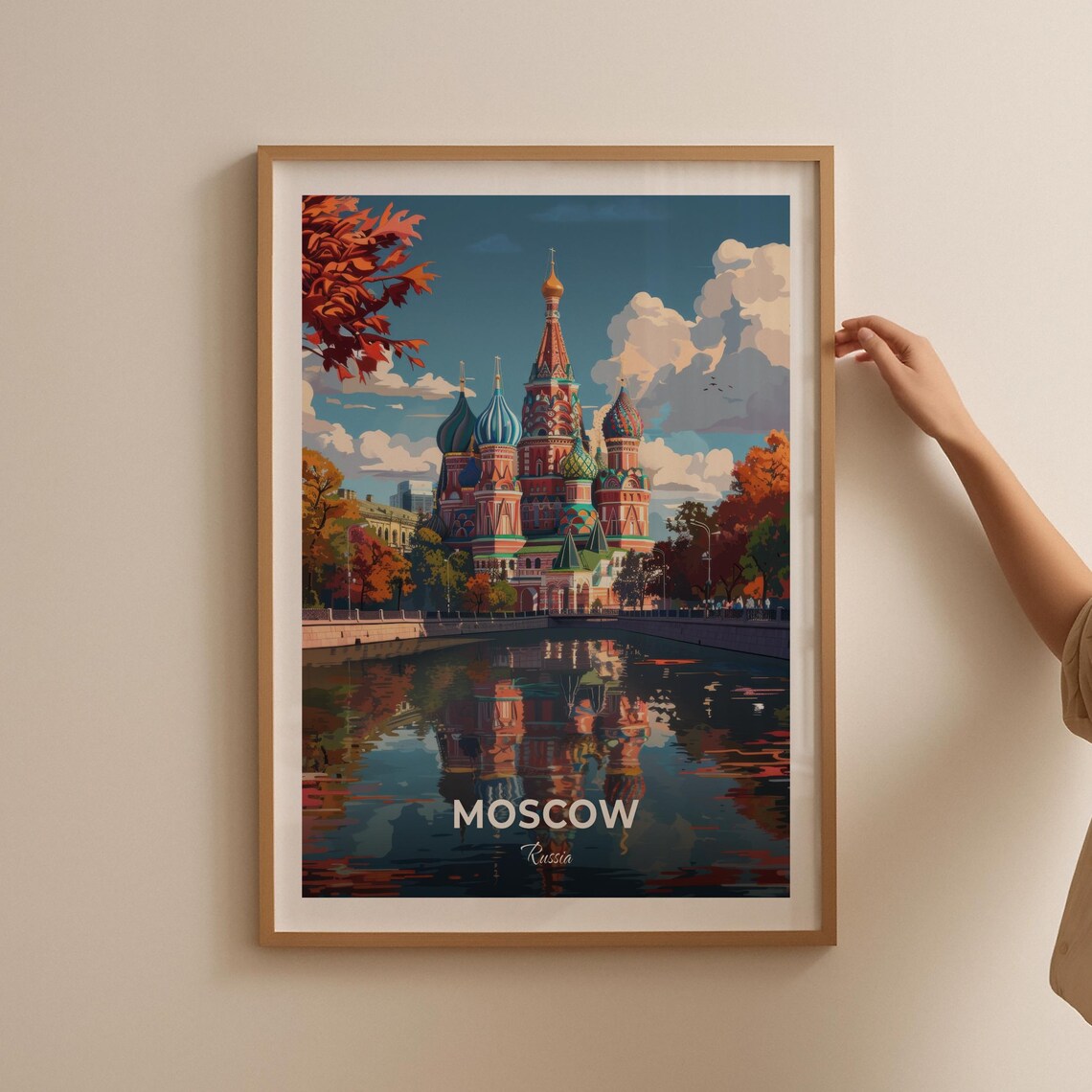 Moscow Russia Saint Basils Cathedral Autumn Vintage Travel Poster - Image 2