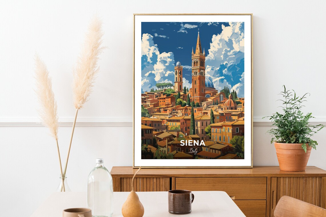 Siena Basilica San Domenico Hilltop Old Town Italy Travel Poster - Image 2