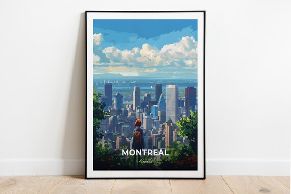 Montreal Mount Royal Skyline View Canada Cityscape Travel Poster