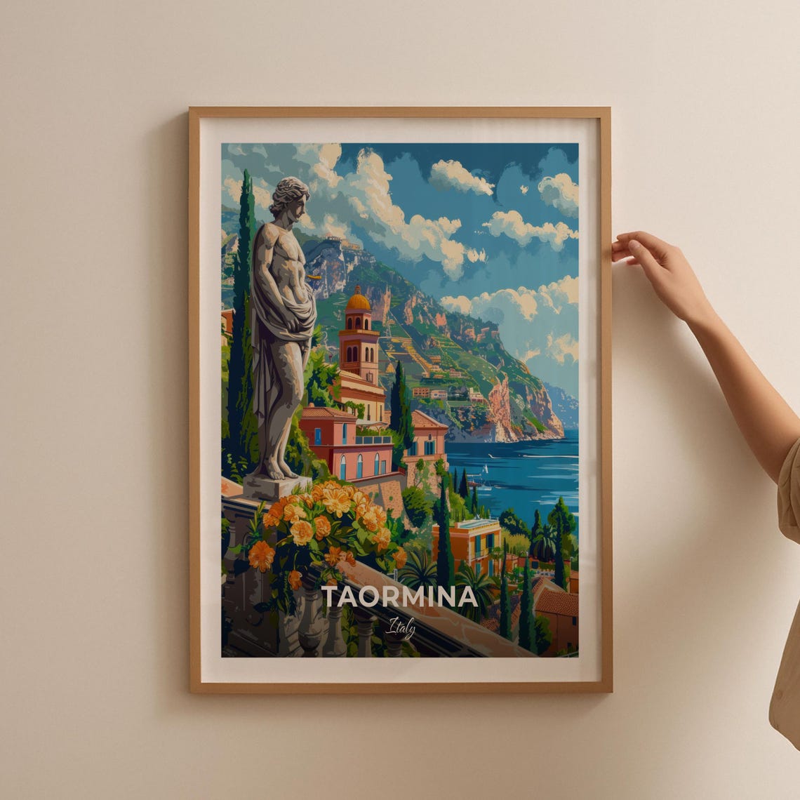 Taormina Travel Poster Public Garden Of Taormina City Print Cityscape Artwork Birthday Wedding Gift Wall Art Location Print - Image 2