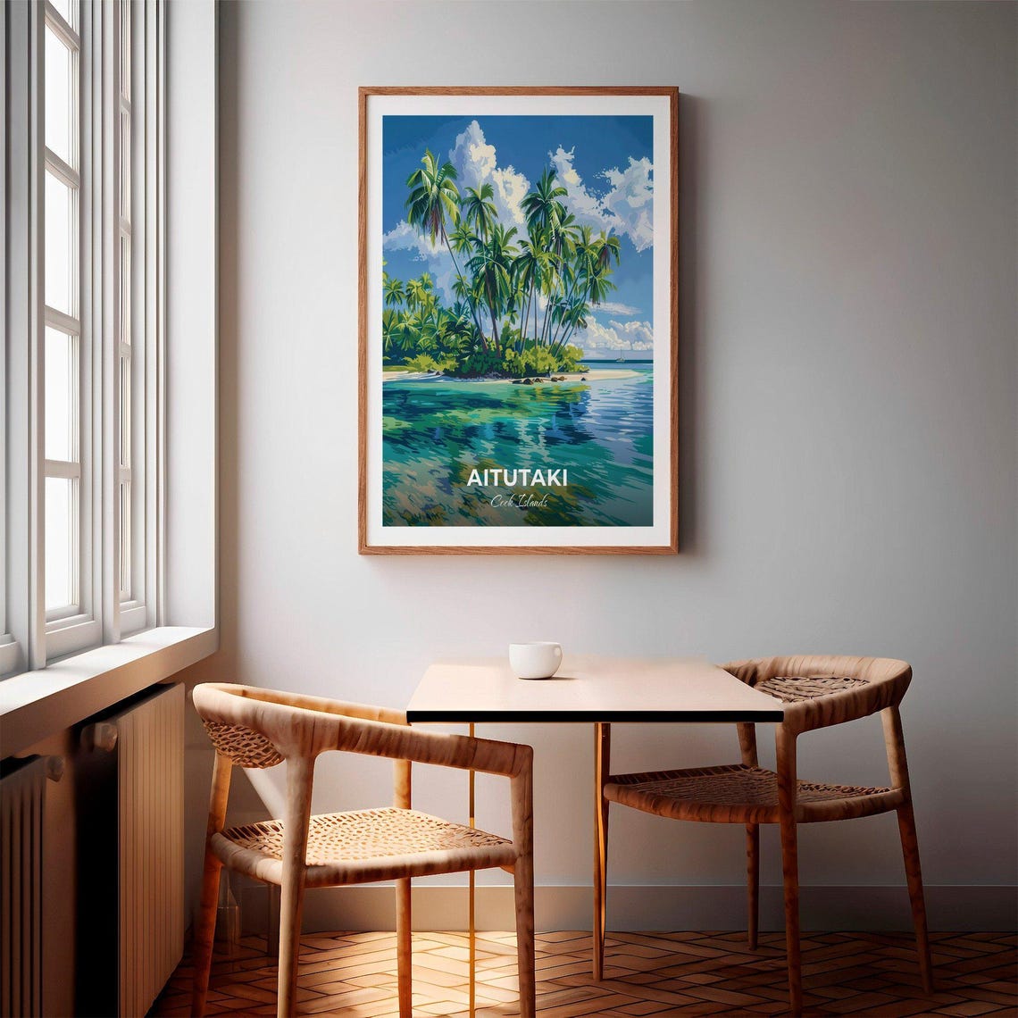Aitutaki Cook Islands Palm Islet Turquoise Lagoon Travel Poster - Image 2