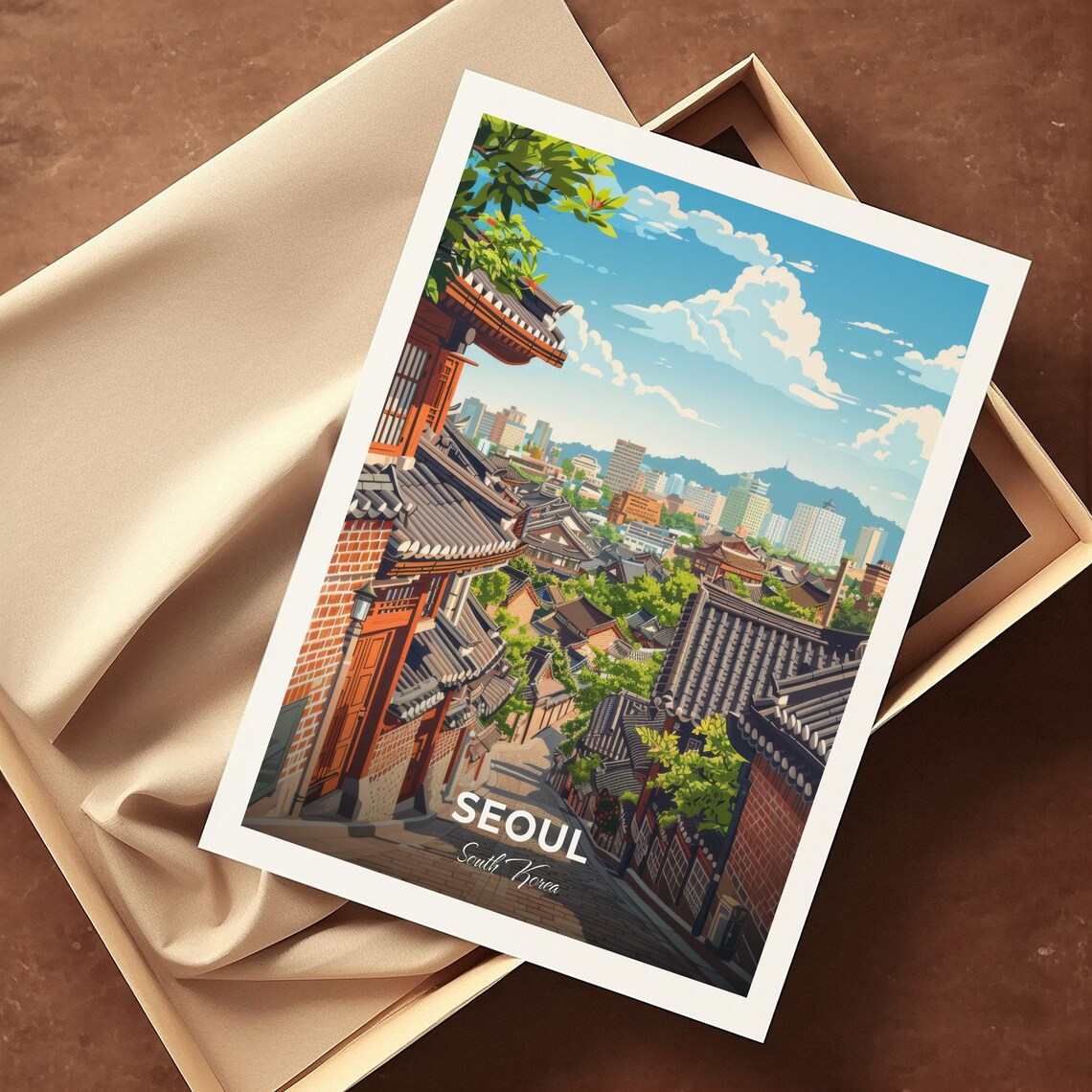 Seoul South Korea Bukchon Hanok Village Street Travel Poster - Image 3