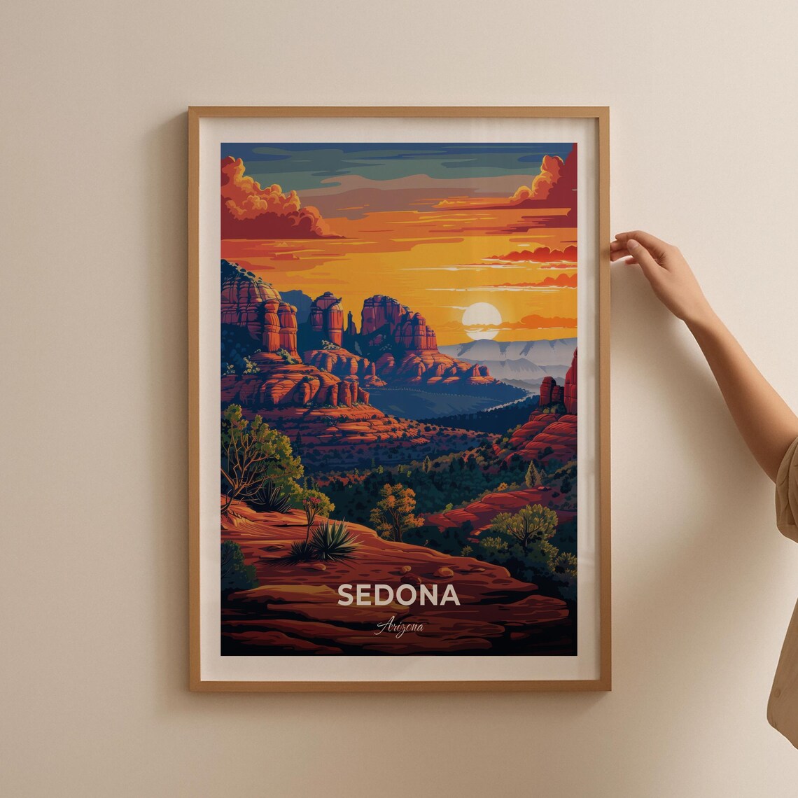 Sedona Arizona Cathedral Rock Sunset Desert Vista Travel Poster - Image 2
