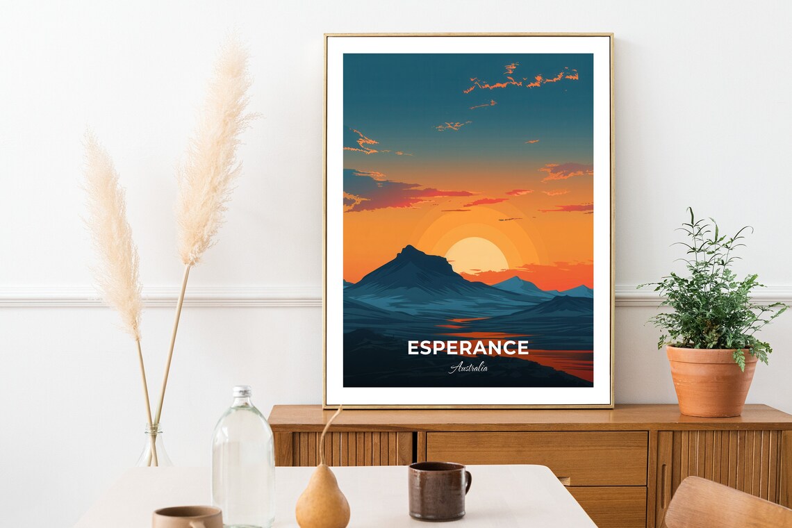 Esperance Australia Frenchman Peak Sunset Mountain Silhouette Travel Poster - Image 2