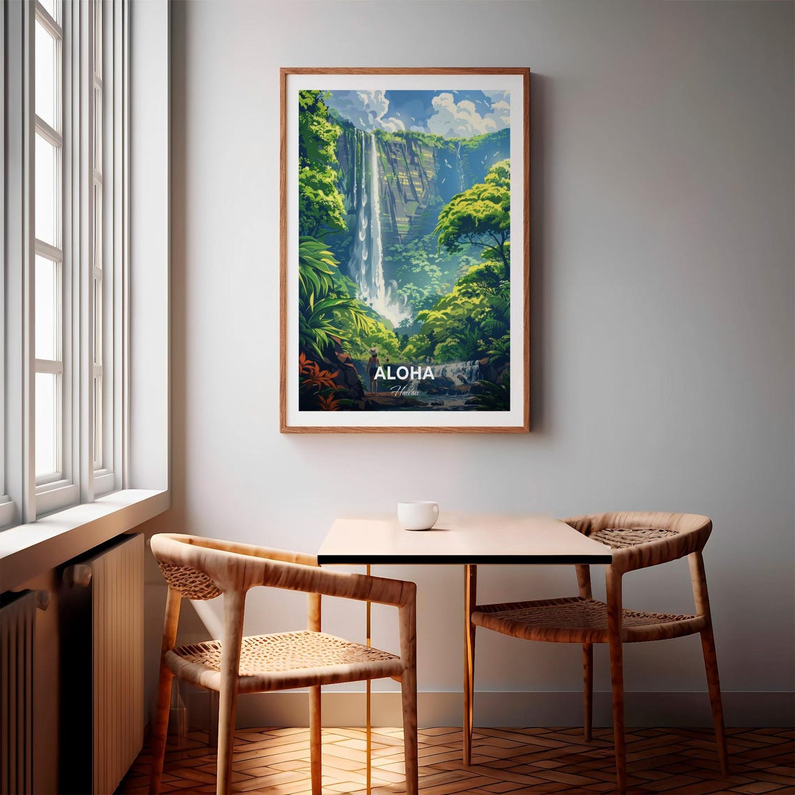 Aloha Hawaii Manoa Falls Tropical Waterfall Modern Travel Poster - Image 3