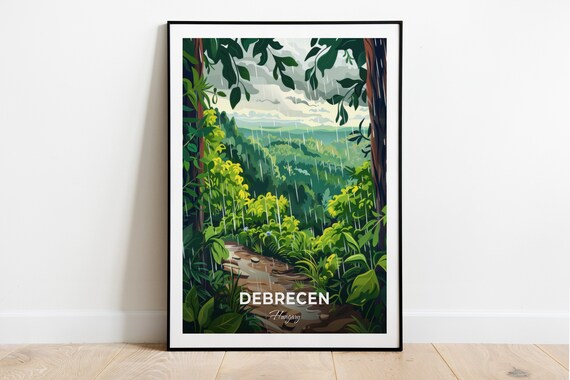 Debrecen Hungary Rainy Forest Path Green Valley Shower Nature Scene Poster