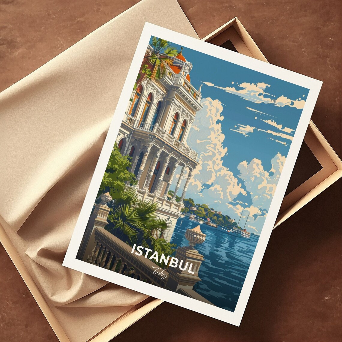 Istanbul Turkey Dolmabahce Palace Waterfront View Travel Poster - Image 3