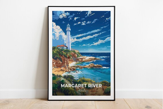 Margaret River Australia Lighthouse Cliffs Blue Sea View Poster