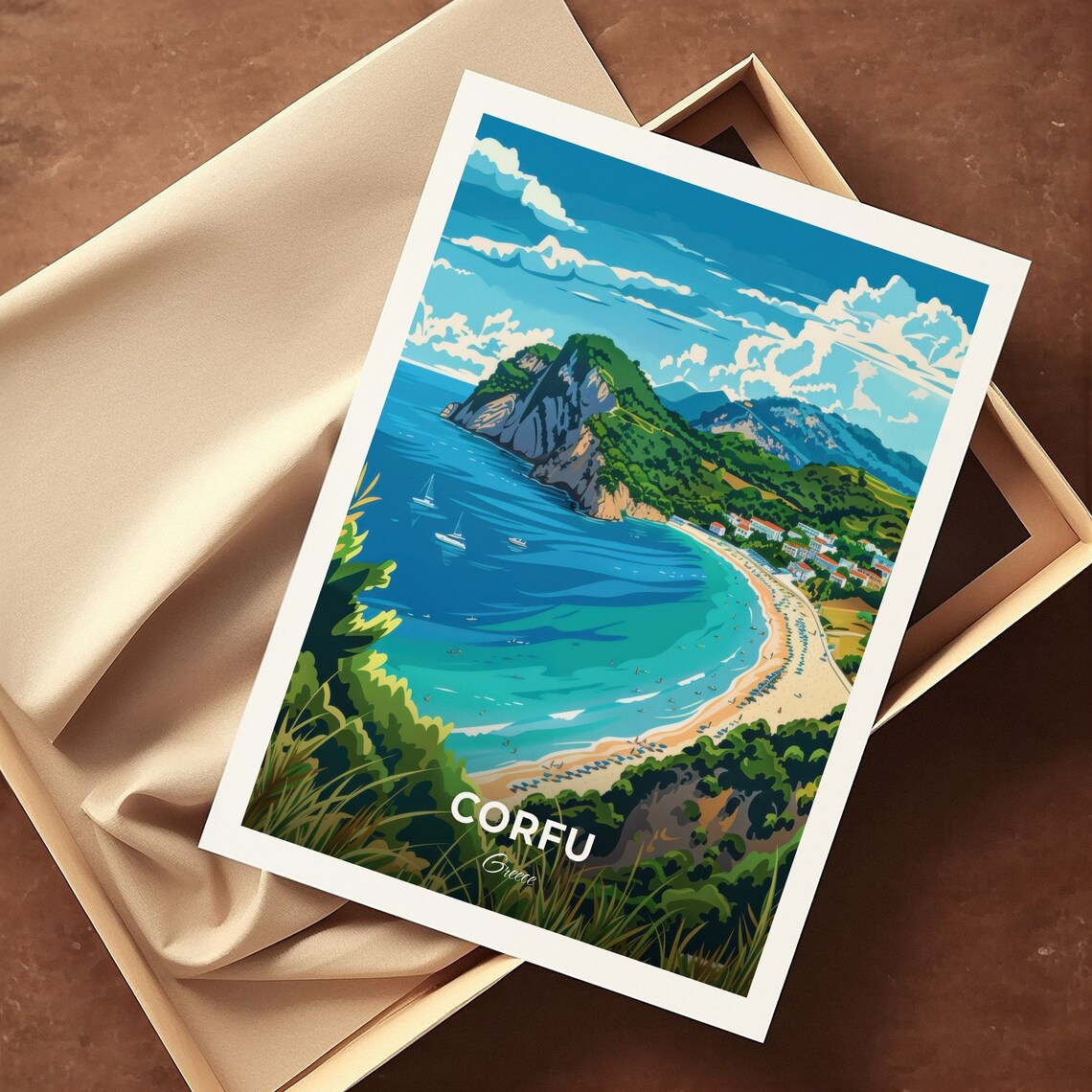 Corfu Agios Gordios Beach Bay Turquoise Water Greece Travel Poster - Image 3