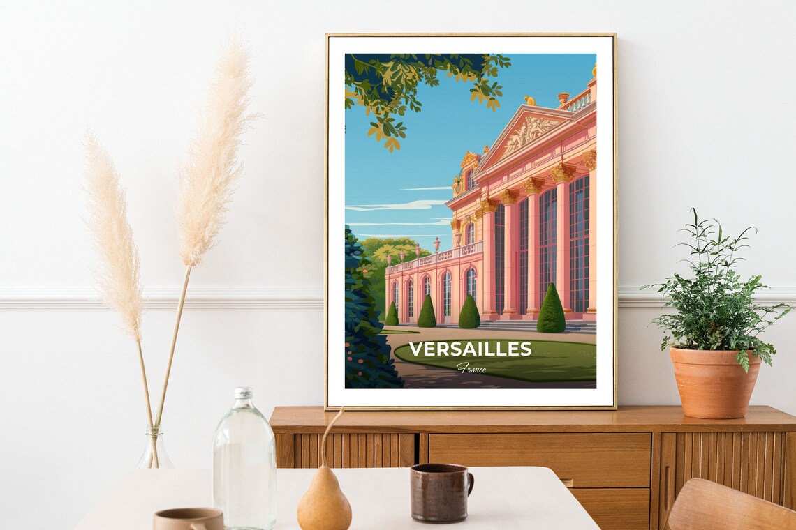 Versailles Grand Trianon Pink Marble Palace Gardens France Travel Poster - Image 2