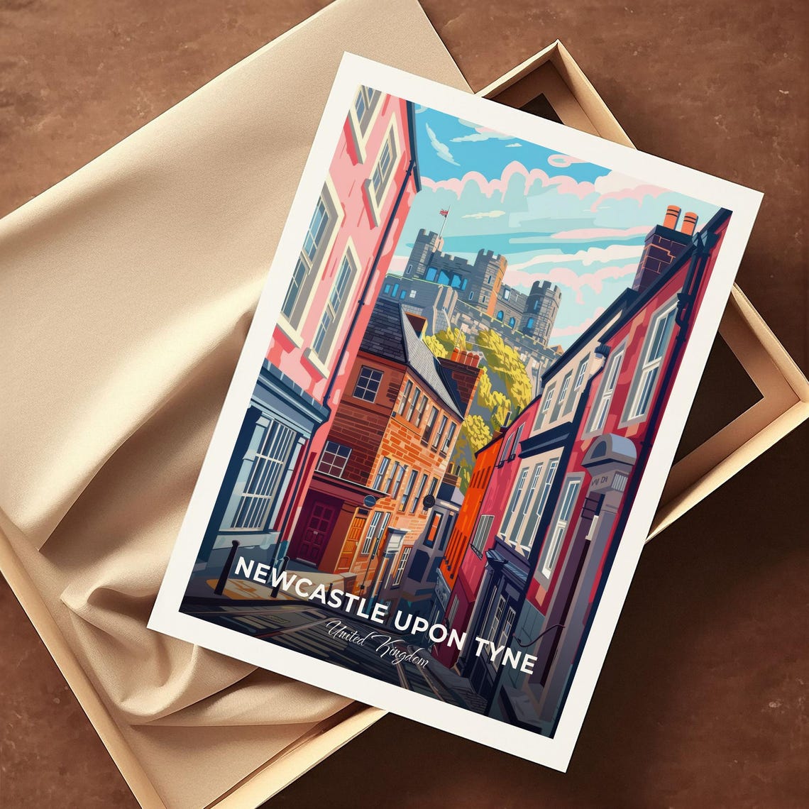 Newcastle Upon Tyne Castle Keep Historic Street Travel Poster - Image 4