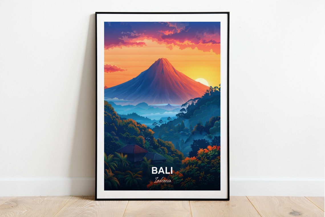 Bali Mount Batur Sunrise Volcano Jungle View Indonesia Poster