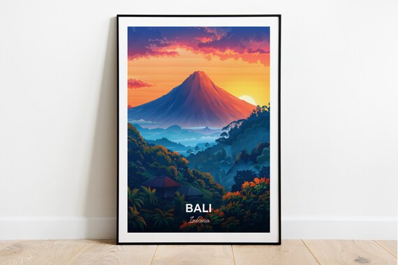 Bali Mount Batur Sunrise Volcano Jungle View Indonesia Poster