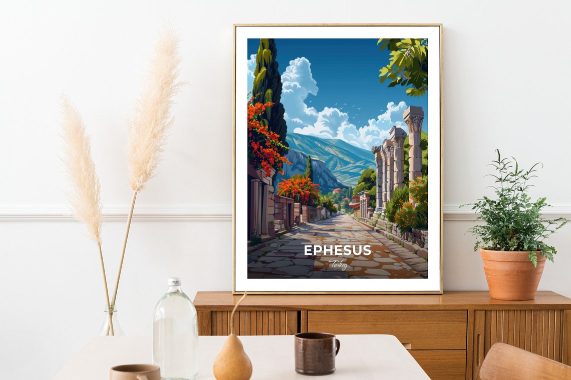 Ephesus Turkey Ancient Columned Street Marble Road History Poster - Image 2