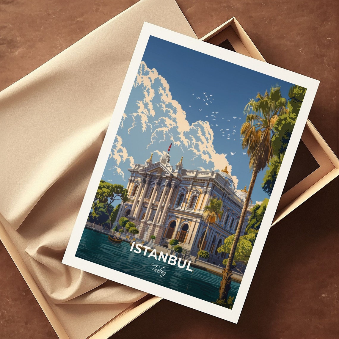 Istanbul Turkey Dolmabahce Palace Bosphorus Waterfront Travel Poster - Image 3