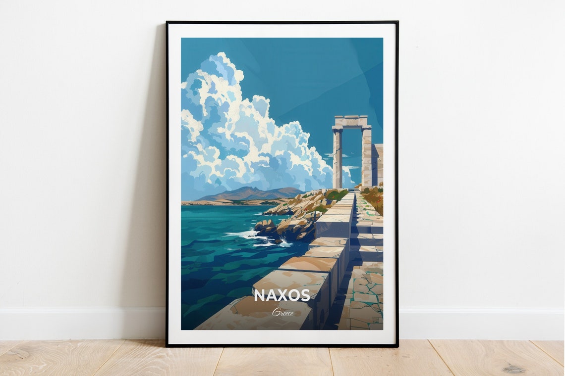 Naxos Portara Ancient Stone Gate by the Sea Greece Ruins Travel Poster