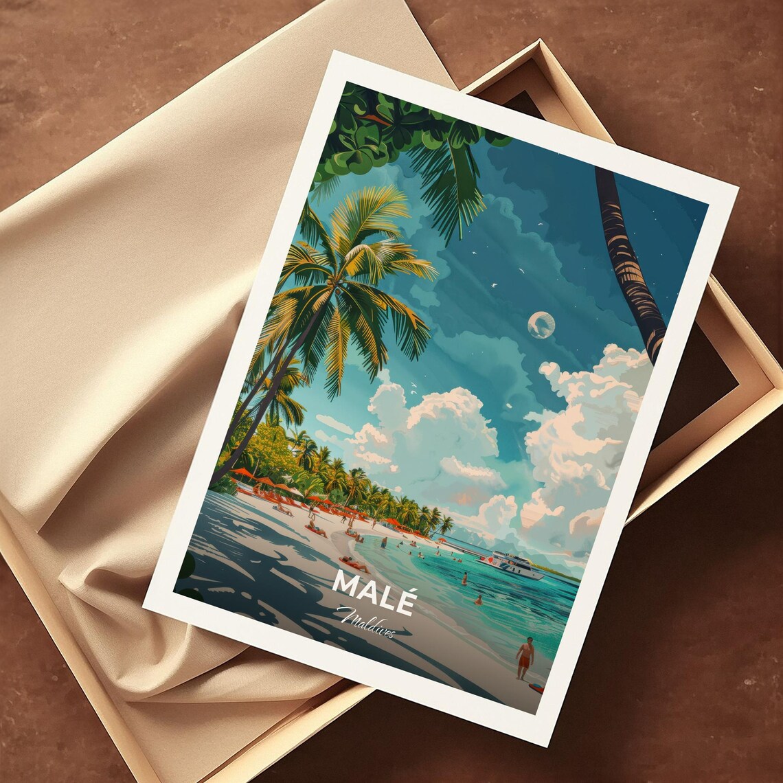 Malé Maldives Island Tropical Beach Paradise Vintage Travel Poster - Image 4
