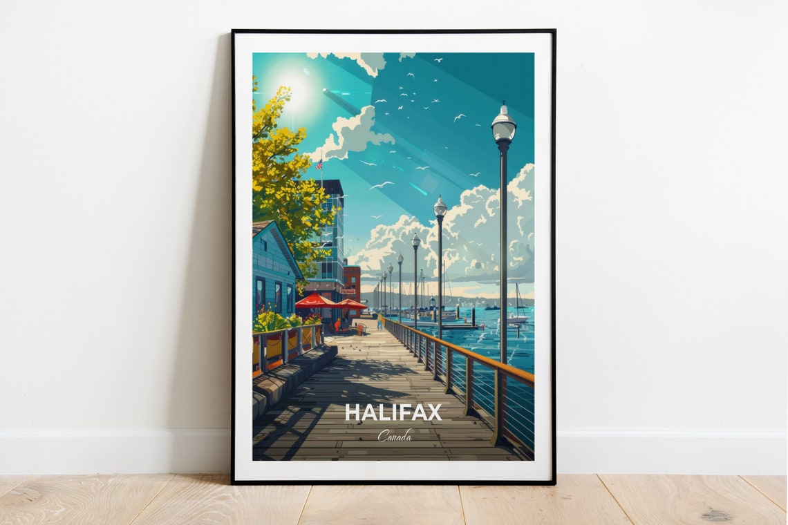Halifax Canada Harbor Boardwalk Bright Sunny Summer Day Poster