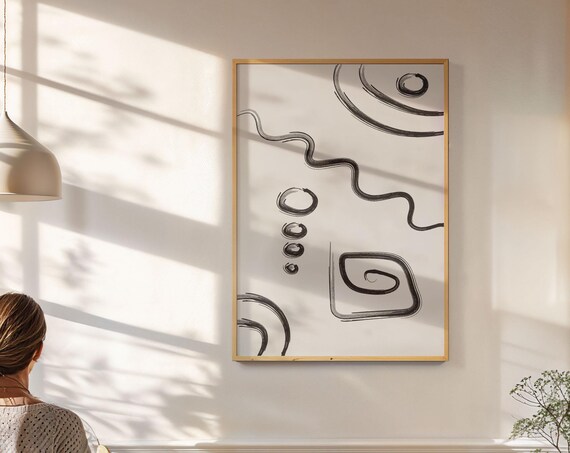 Minimalist Abstract Line Art Print For Modern Scandinavian Home Wall Art I Framed Museum Quality Poster For Stylish Contemporary Interior