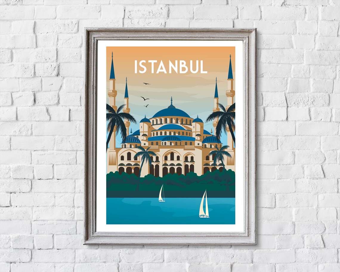 Istanbul Retro Travel Poster, Vintage Istanbul Art Print - Image 2
