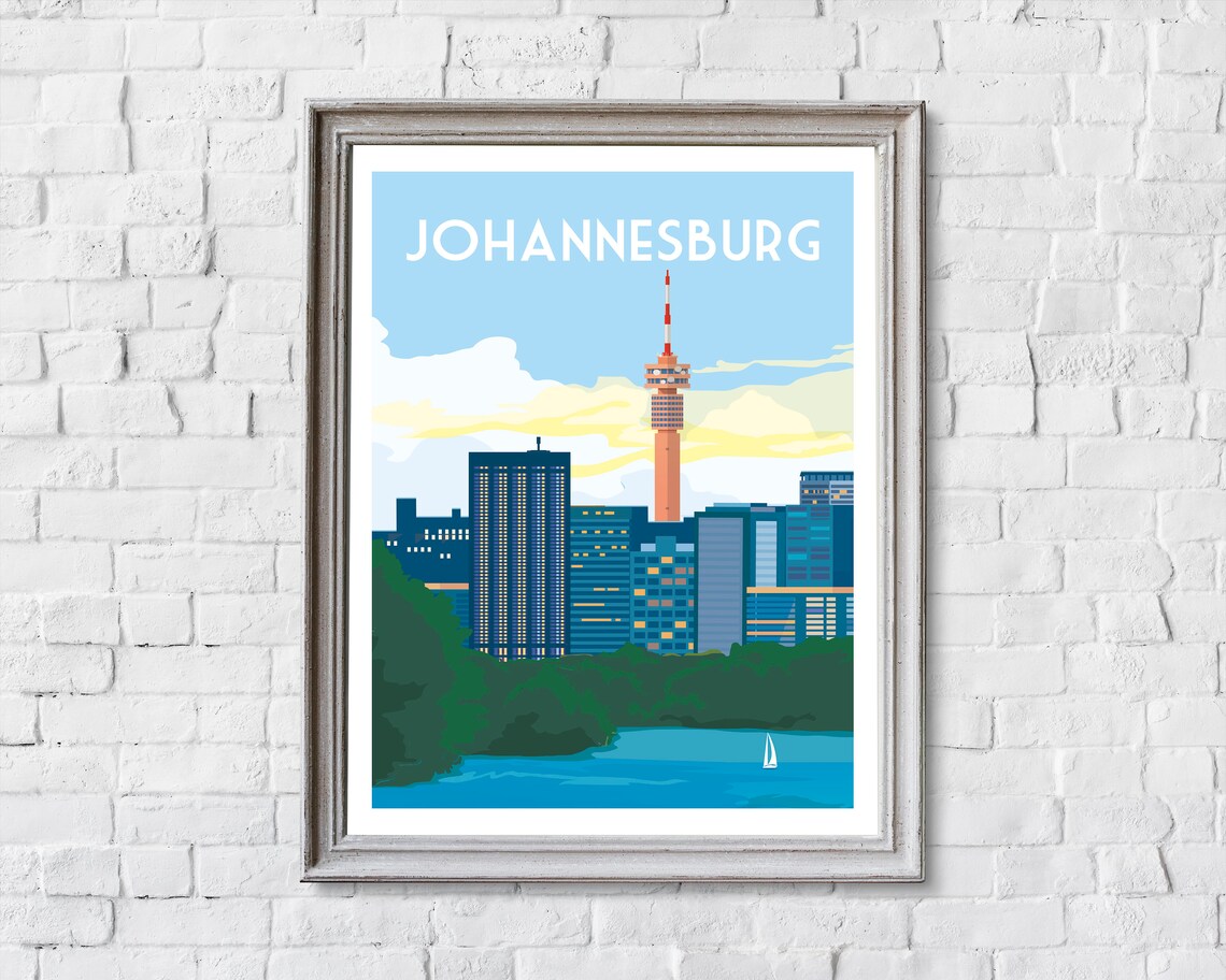 Johannesburg South Africa Hillbrow Tower Skyline Travel Poster - Image 2