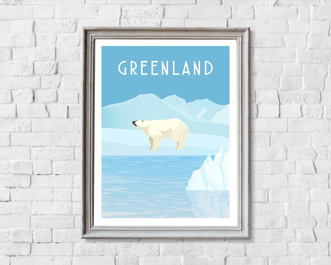 Greenland Polar Bear on Arctic Ice Floe Glacier Travel Poster - Image 2