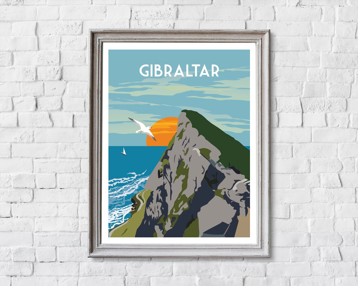 Rock Of Gibraltar Retro Travel Poster, Gibraltar - Image 2