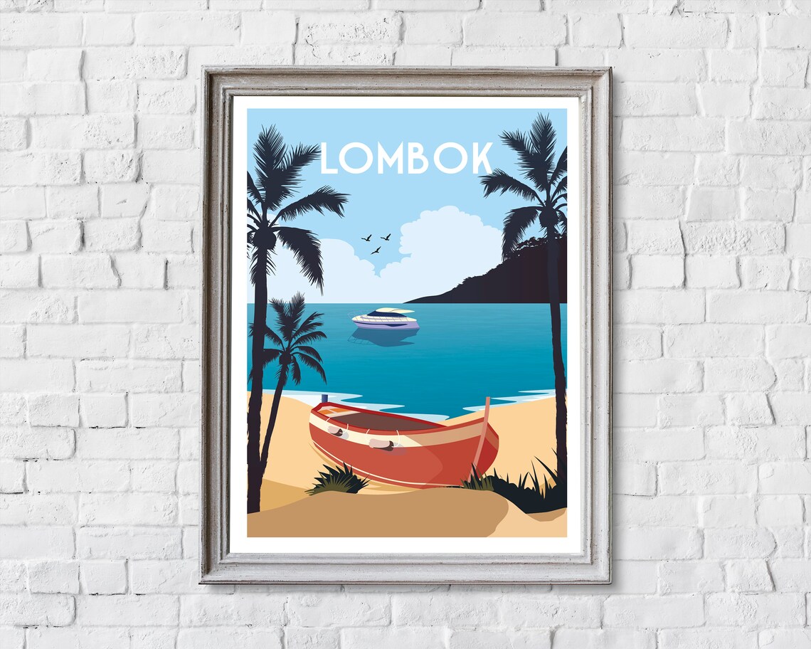 Lombok Travel Poster, Indonesia Destination Art Print - Image 2