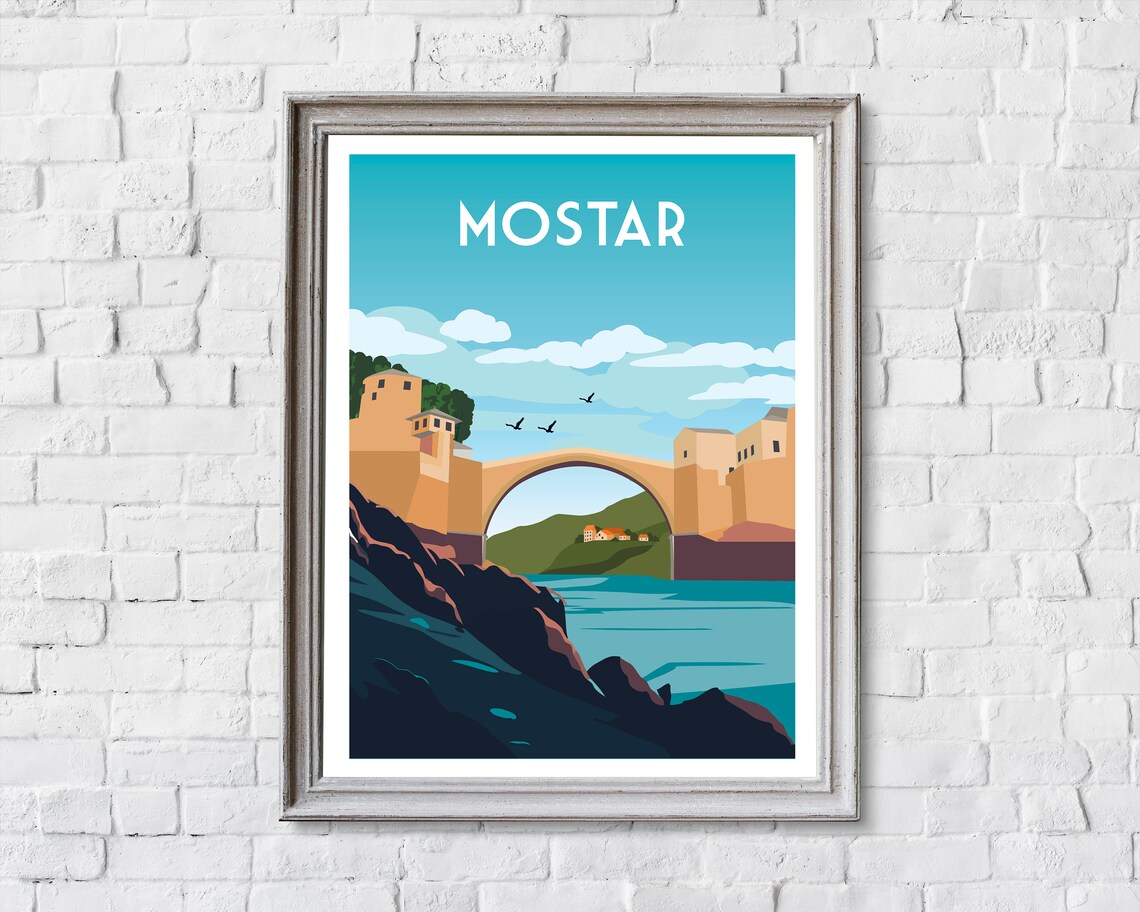 Mostar Travel Poster, Bosnia Herzegovina Print - Image 2