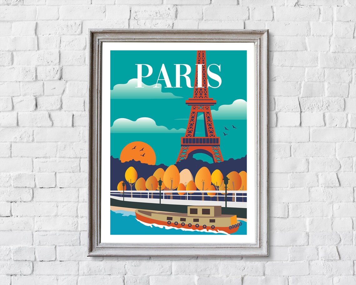 Paris Travel Poster Print, Retro European Wall Art - Image 2