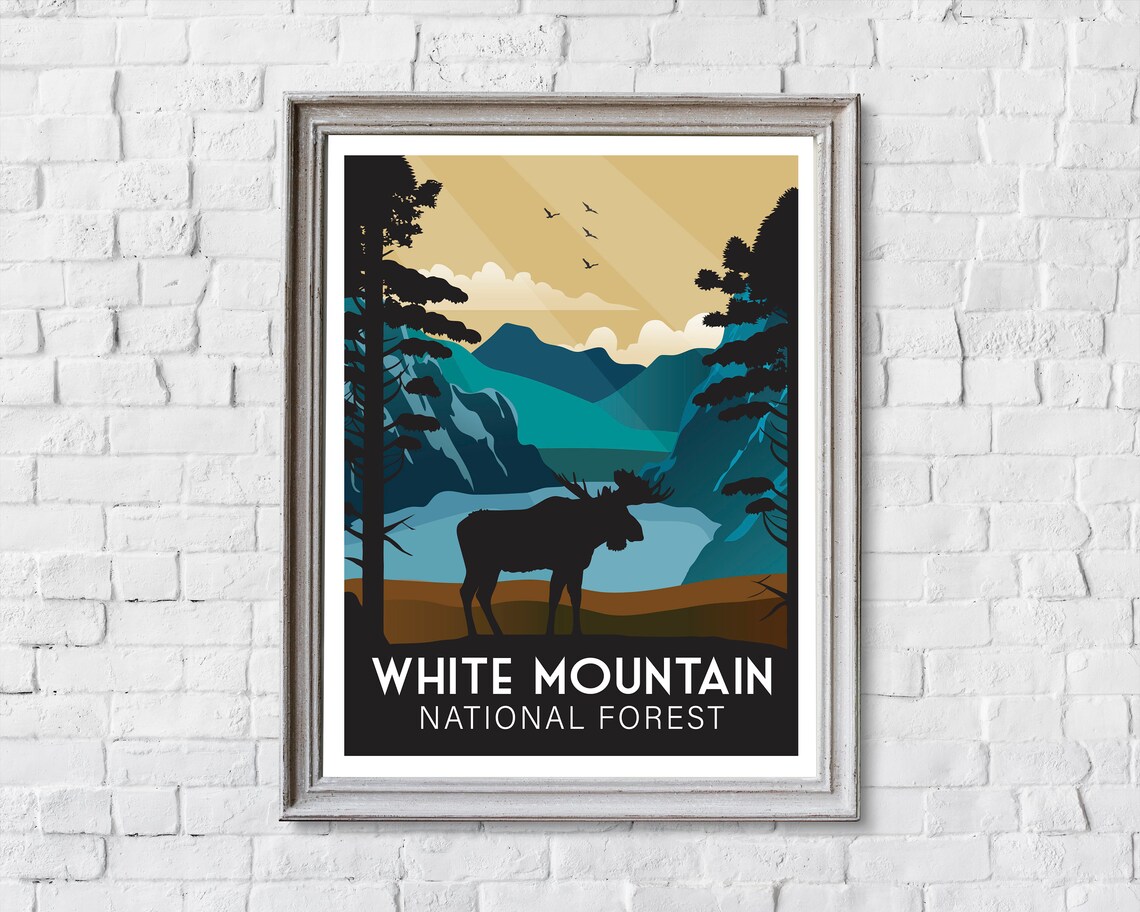 White Mountain National Forest Retro Travel Poster - Image 2