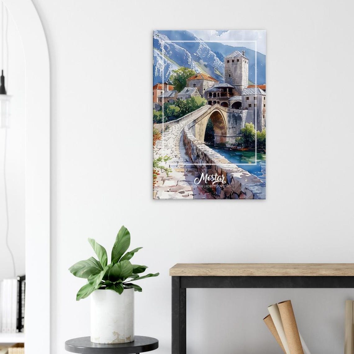 Mostar Bosnia Herzegovina Wall Art Mostar Bridge Beautiful Scenery Home Decor Poster Gift Travel Souvenir Wall Art - Image 2