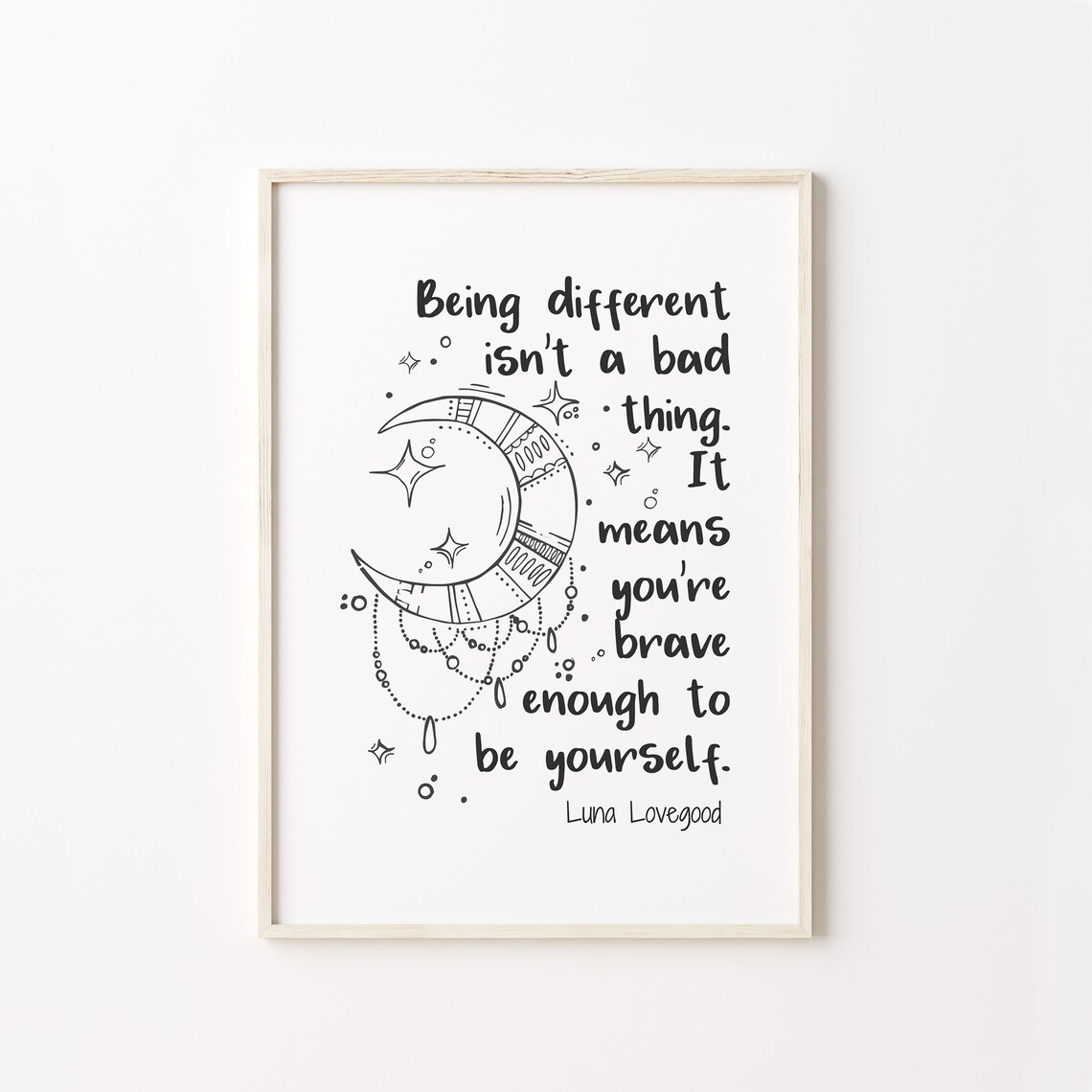Luna Lovegood Brave Yourself Quote Moon Stars Nursery Poster