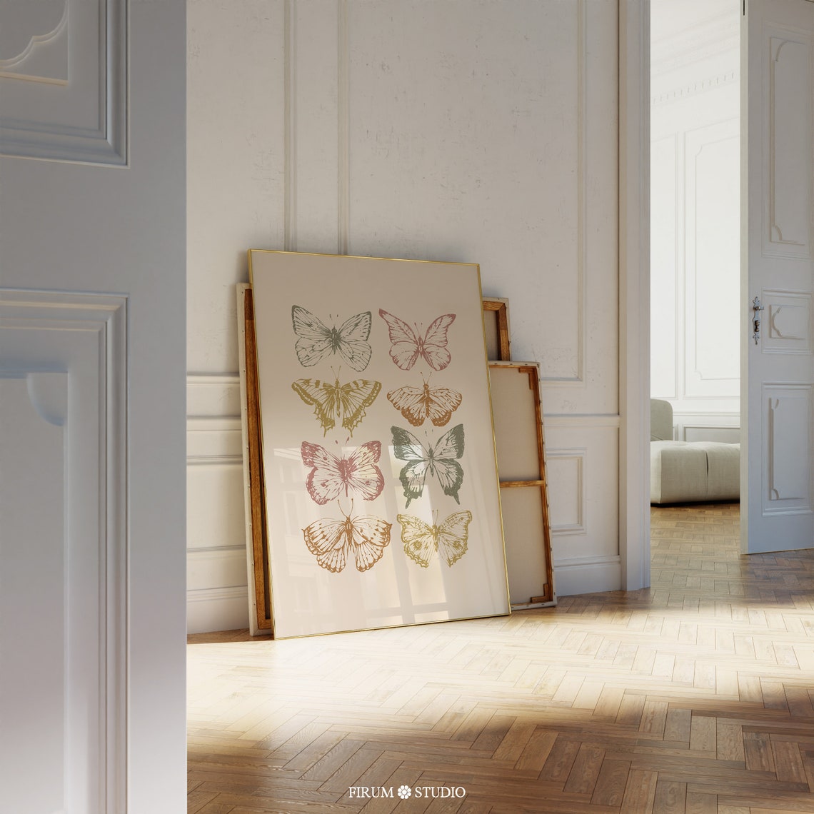 Butterfly Specimen Chart Line Art Soft Neutral Vintage Wall Art - Image 2