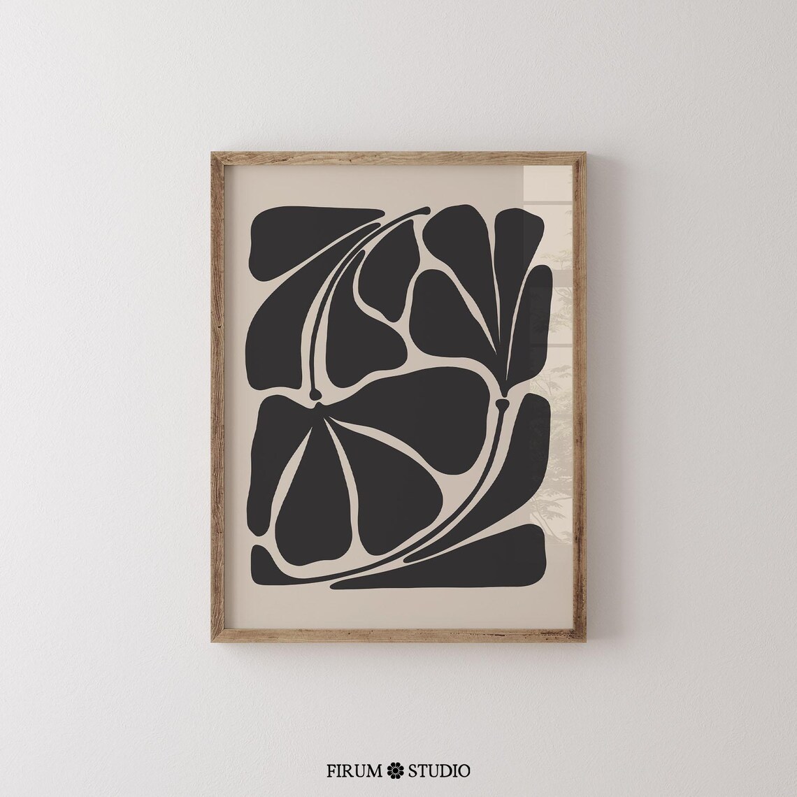 Abstract Plant Art, Mid-Century Neutral Botanical Print