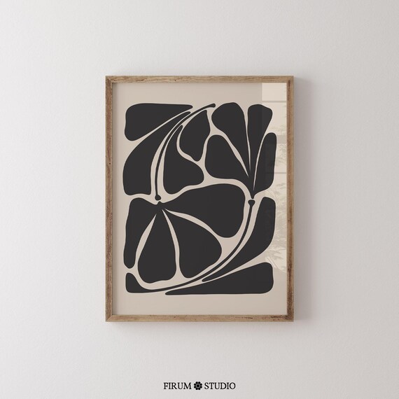 Abstract Plant Art, Mid-Century Neutral Botanical Print
