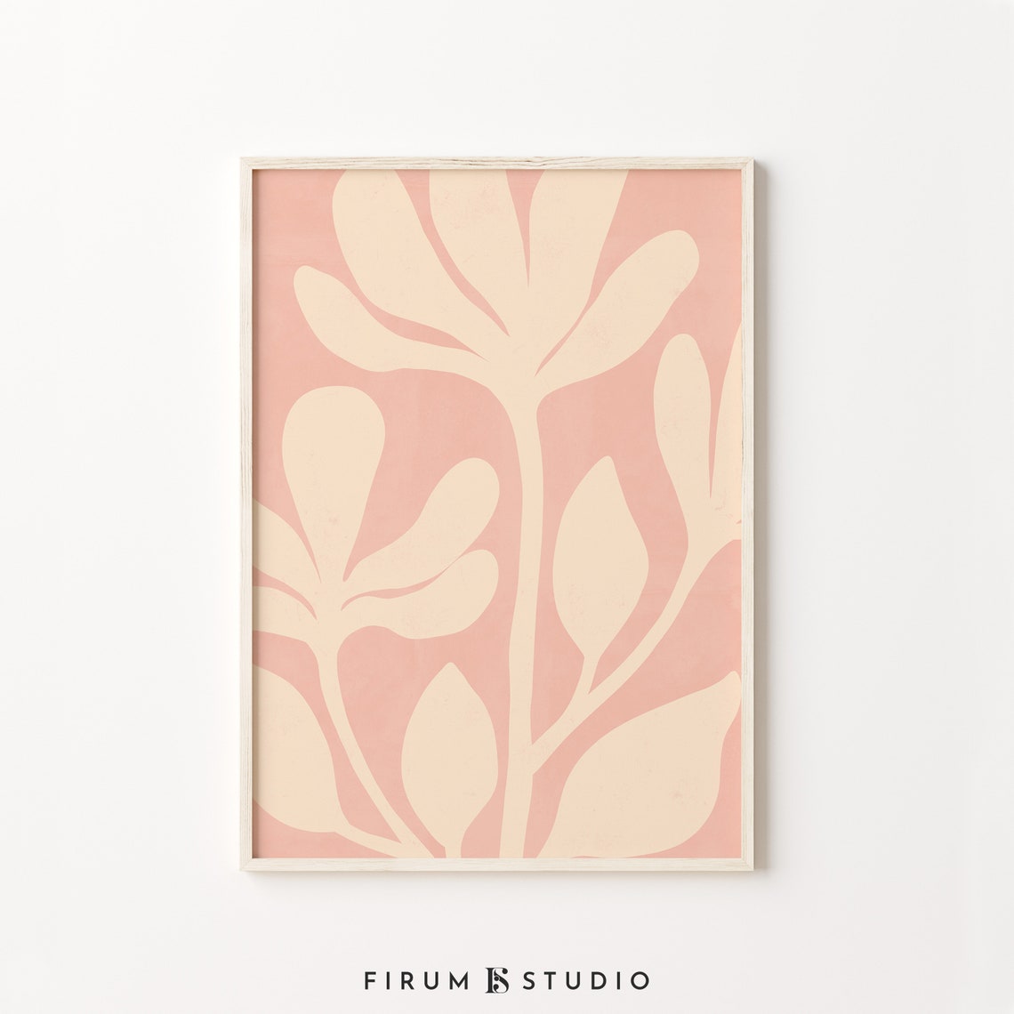 Blush Pink Abstract Botanical Cream Leaf Shapes Modern Pastel Print