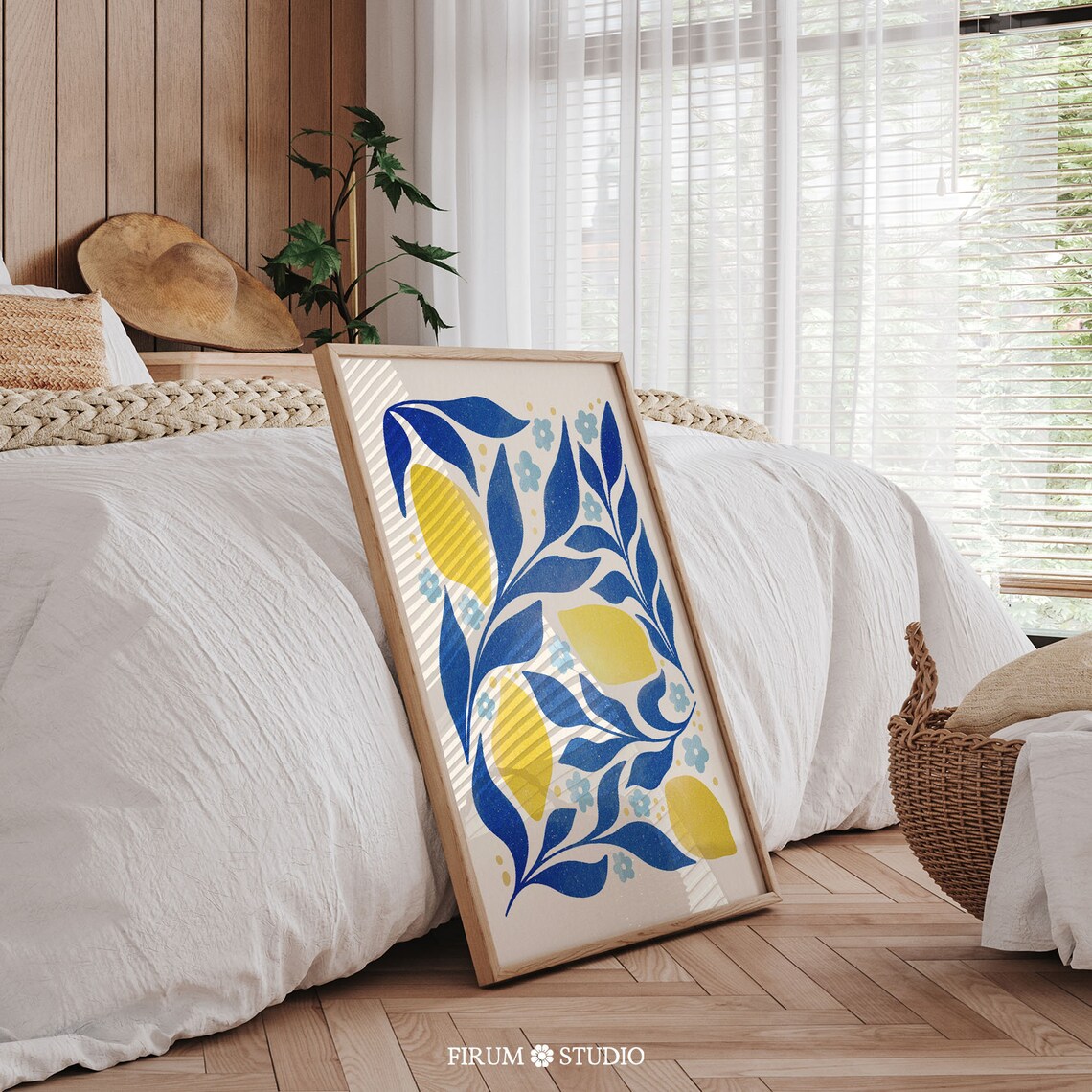 Blue And Yellow Lemons Eclectic Kitchen Art Print - Image 2