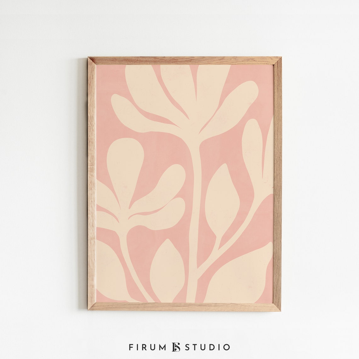 Blush Pink Abstract Botanical Cream Leaf Shapes Modern Pastel Print - Image 2