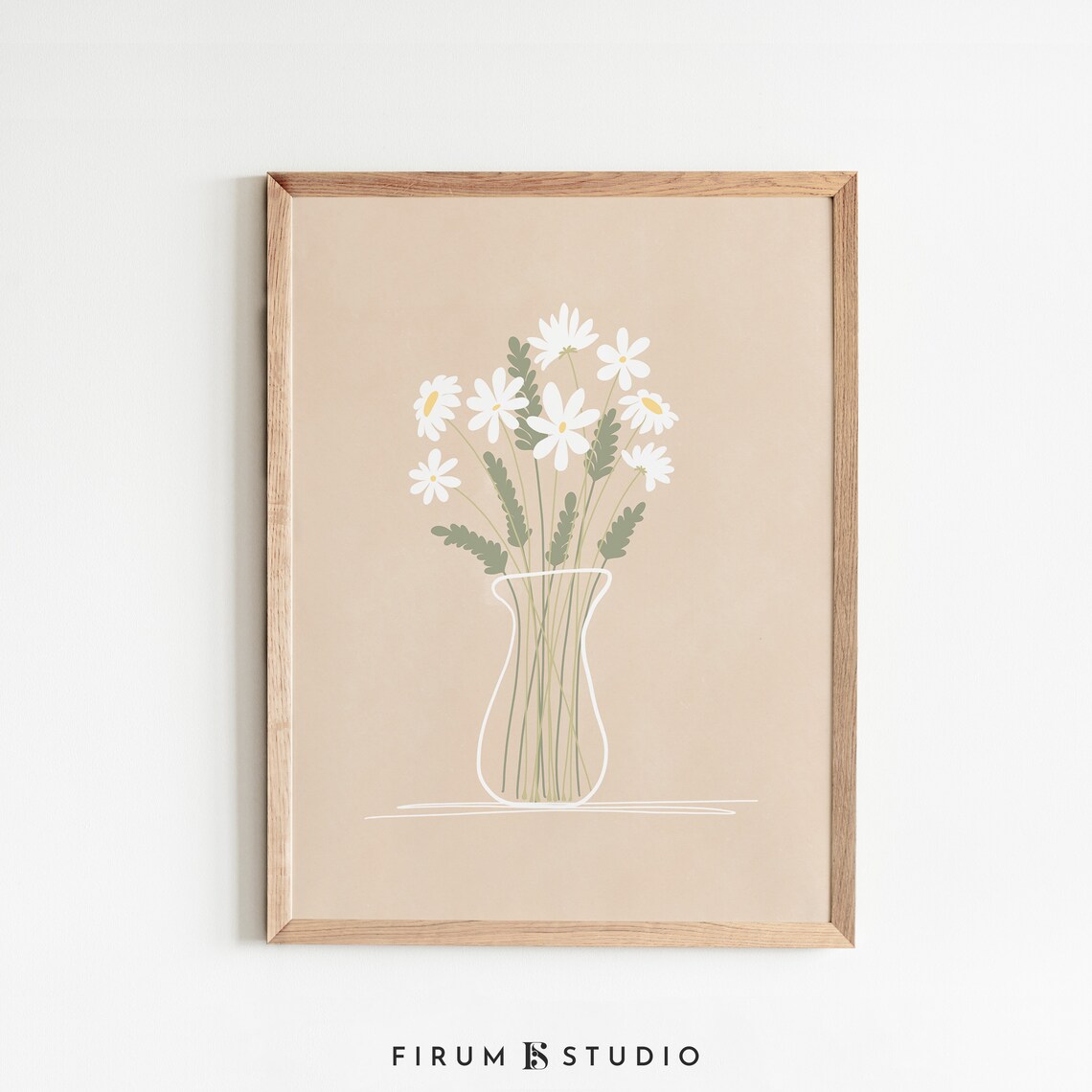 Daisies Boho Botanical Art Print, Neutral Floral - Image 2