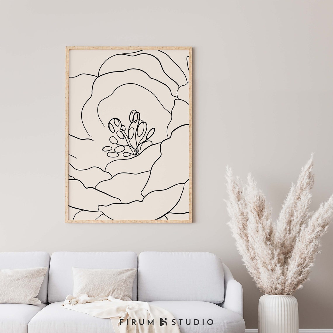 Continuous Line Flower Bloom Drawing Minimal Abstract Wall Art - Image 2
